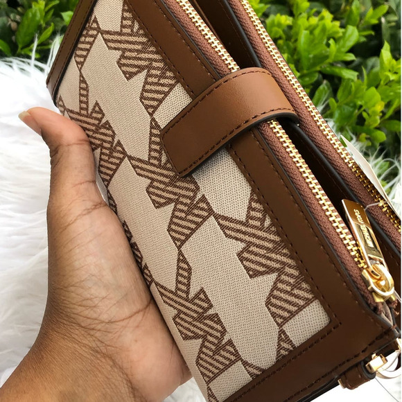 New Michael Kors Wallet Large Double Zip Luggage Estampa With Gift Box - Picture 2 of 4